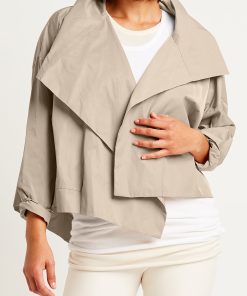 Nylon Cropped Asymmetrical Jacket